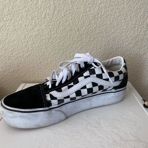 black/white checkered platform vans